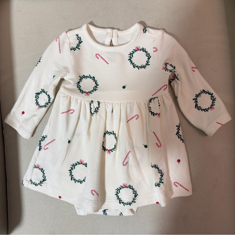 Carter's Cream Dress with Green and Pink Accents